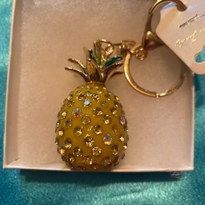 Beautiful rhinestone bling keychain charm or purse charm. Pineapple with studs